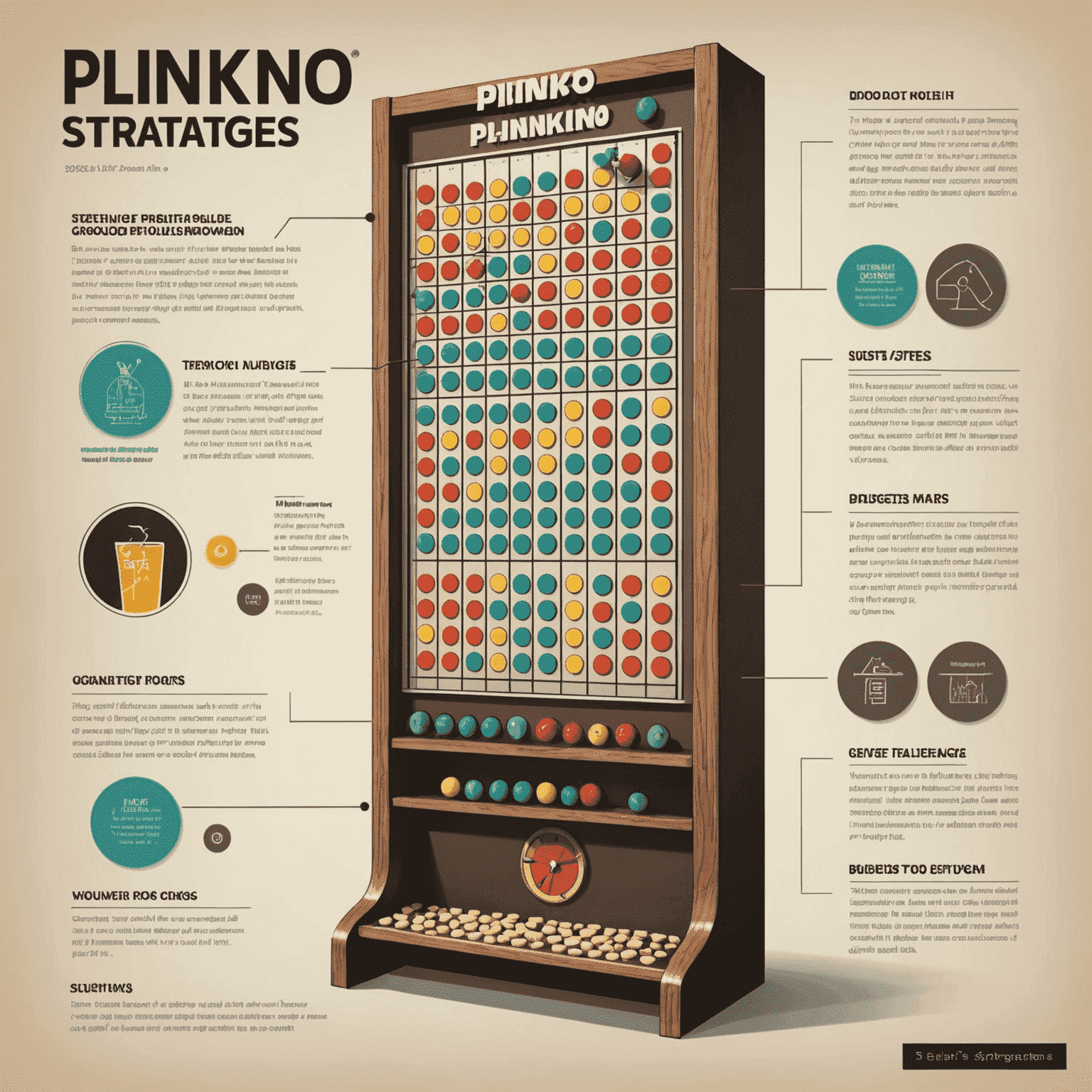 Infografik mit den Top 5 Plinko-Strategien, dargestellt durch Diagramme und Illustrationen